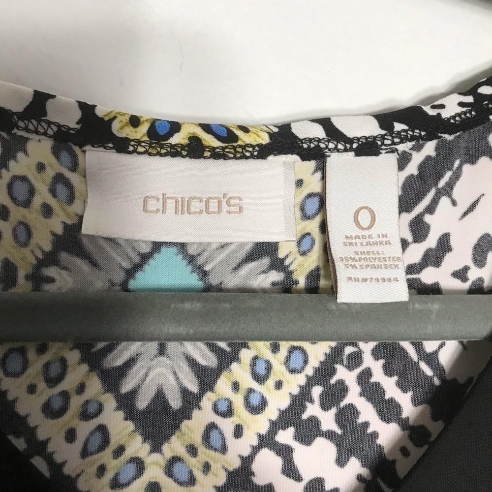 CHICOS 0 Small/ 4 Vibrant Multicolor Neon Green Lightweight Slinky Shift Dress - Picture 5 of 8